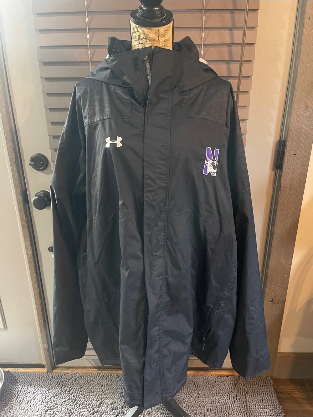 Under Armour Black Hooded Windbreaker with Purple Northwestern Wildcats Patch